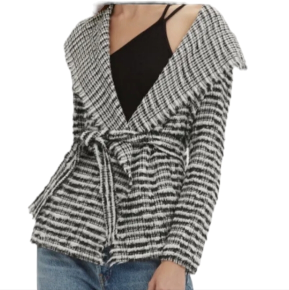 IRO Luna Textured Black and White  Wrap Jacket ..Size 34 - Picture 2 of 11